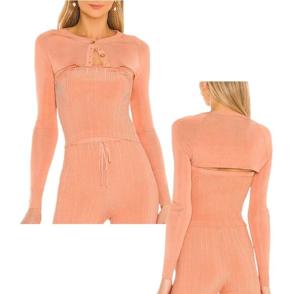 cult gaia Sweaters - Cult Gaia NWT Women's 'Alice' Cropped Top Cardigan Knit Cantaloupe Orange Small
